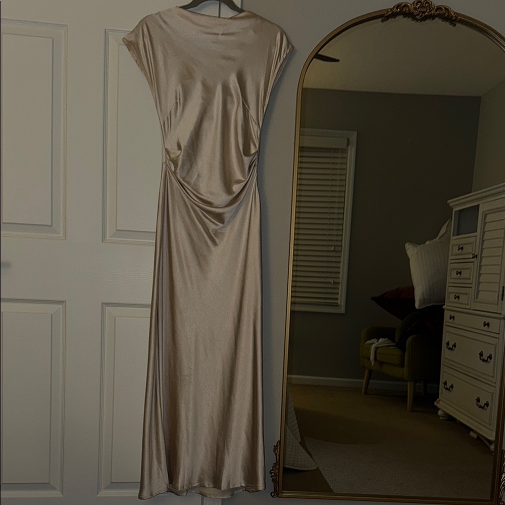 Champagne Satin Maxi Dress